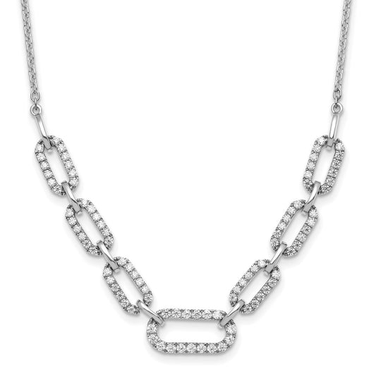 14K White Gold 1 Carat Lab Grown Diamond Vs/Si+ G+ 18 Inch Fashion Link Necklace