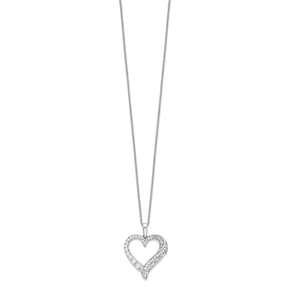 14k White Gold 1/2 Ct. Lab Grown Diamond VS/SI+ G+ 18 inch Heart Pendant Necklace