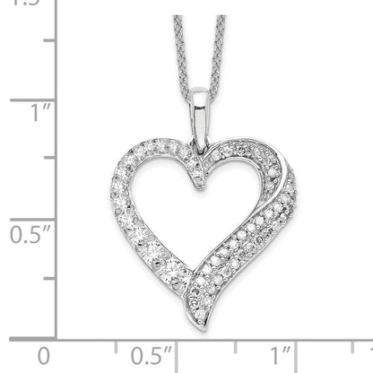 14k White Gold 1/2 Ct. Lab Grown Diamond VS/SI+ G+ 18 inch Heart Pendant Necklace
