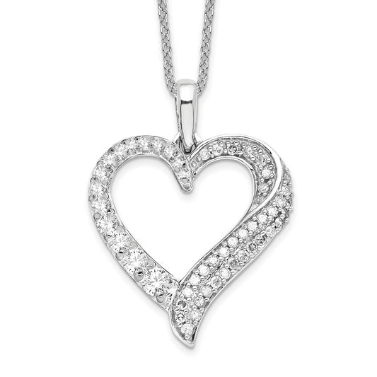 14k White Gold 1/2 Ct. Lab Grown Diamond VS/SI+ G+ 18 inch Heart Pendant Necklace