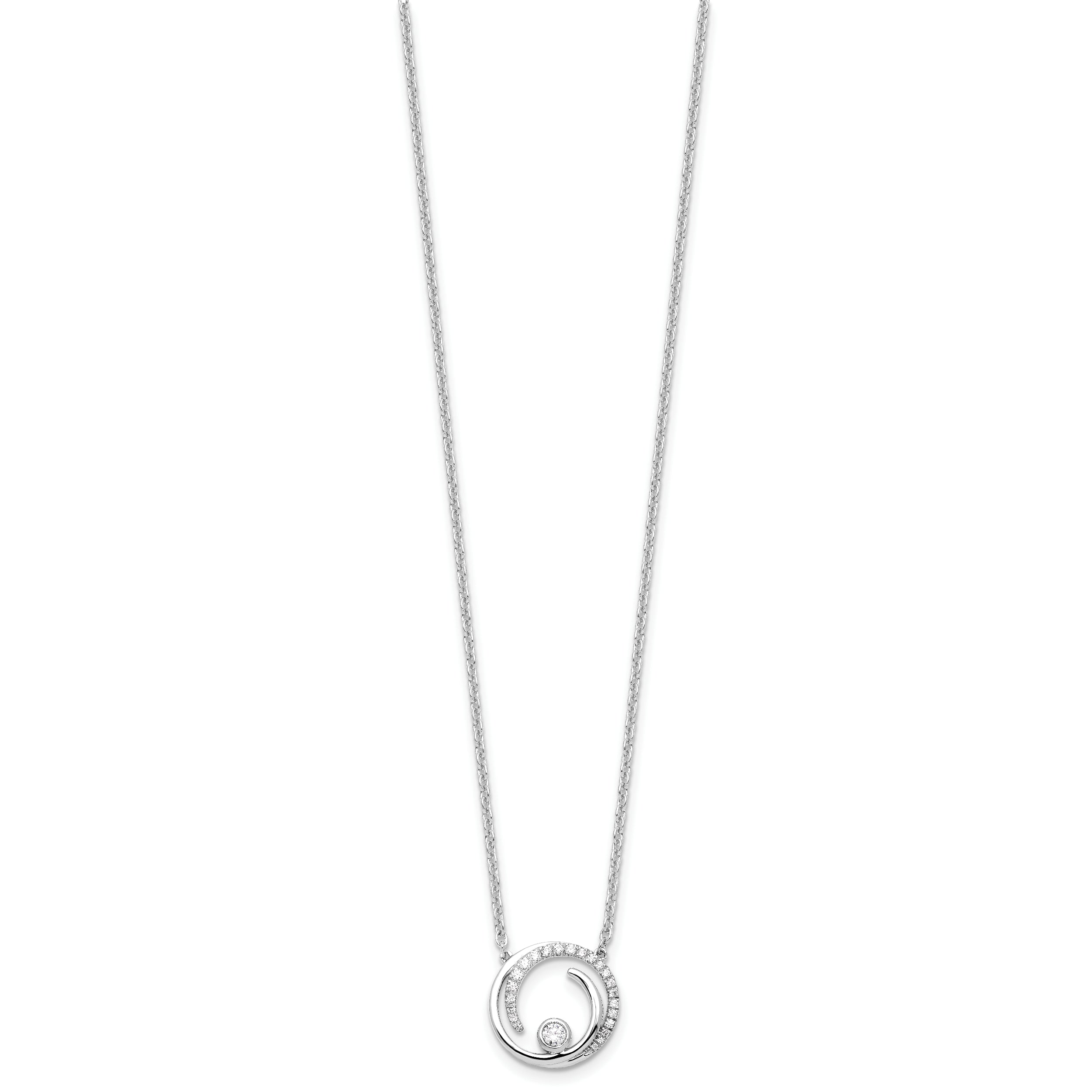 14k White Gold 1/5 Ct. Lab Grown Diamond VS/SI+ G+ 18 inch Fancy Swirl Circle Design Necklace