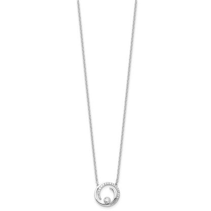 14k White Gold 1/5 Ct. Lab Grown Diamond VS/SI+ G+ 18 inch Fancy Swirl Circle Design Necklace