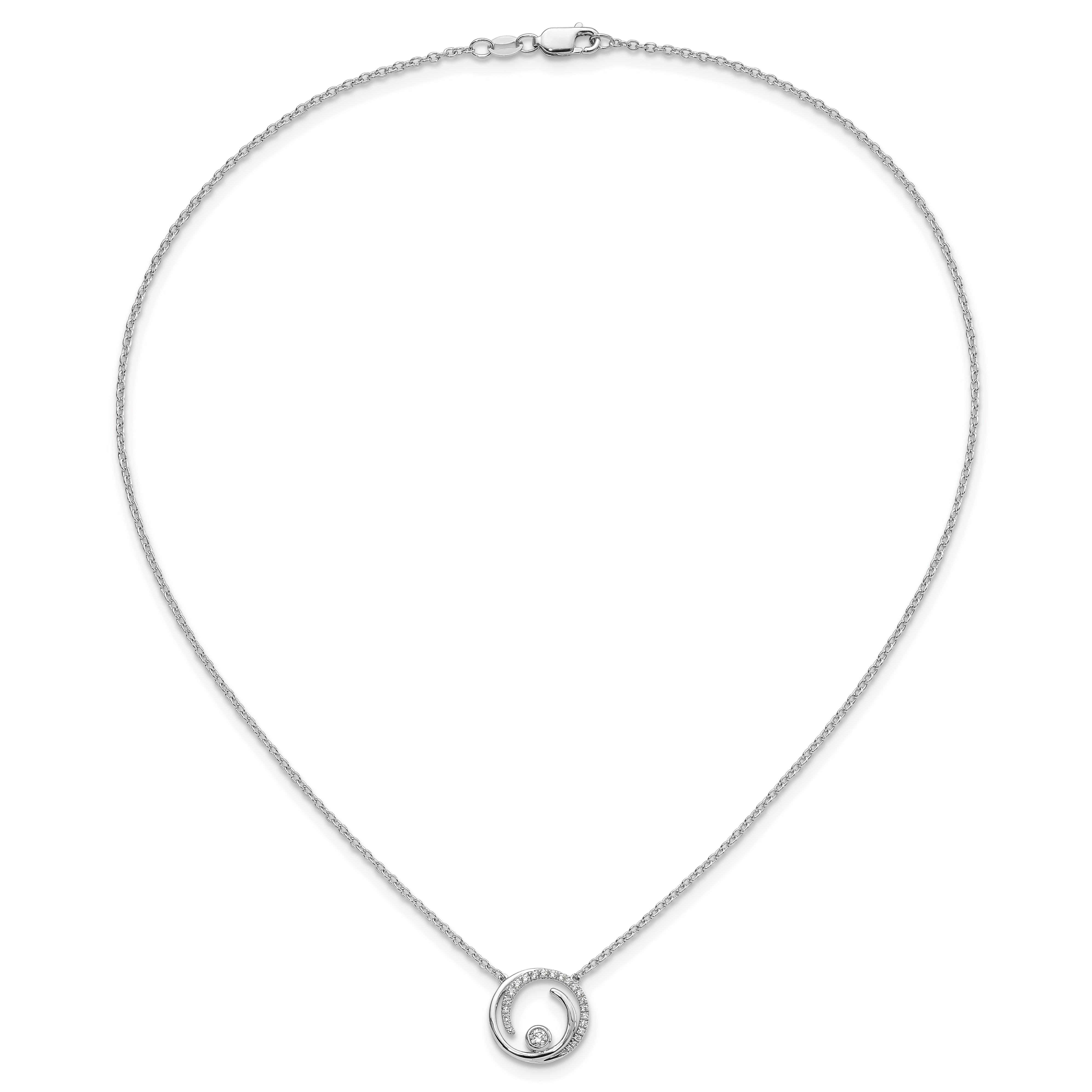 14k White Gold 1/5 Ct. Lab Grown Diamond VS/SI+ G+ 18 inch Fancy Swirl Circle Design Necklace