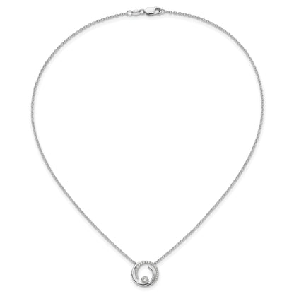 14k White Gold 1/5 Ct. Lab Grown Diamond VS/SI+ G+ 18 inch Fancy Swirl Circle Design Necklace