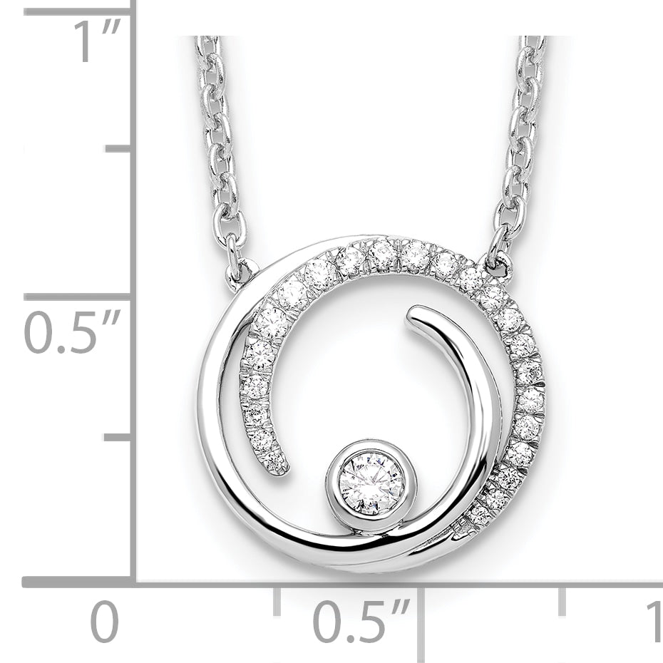 14k White Gold 1/5 Ct. Lab Grown Diamond VS/SI+ G+ 18 inch Fancy Swirl Circle Design Necklace