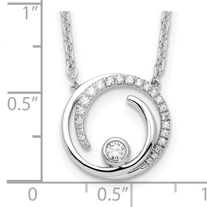 14k White Gold 1/5 Ct. Lab Grown Diamond VS/SI+ G+ 18 inch Fancy Swirl Circle Design Necklace