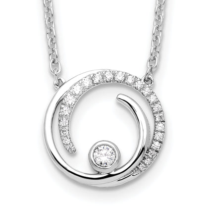 14k White Gold 1/5 Ct. Lab Grown Diamond VS/SI+ G+ 18 inch Fancy Swirl Circle Design Necklace