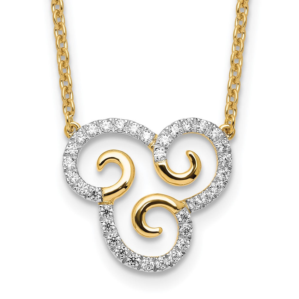 14k Yellow Gold 1/4 Ct. Lab Grown Diamond VS/SI+ G+ Swirls 18 inch Necklace
