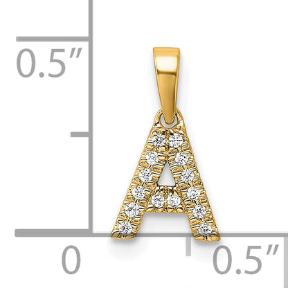 10K Yellow Gold 10K Diamond Letter A Initial With Bail Pendant