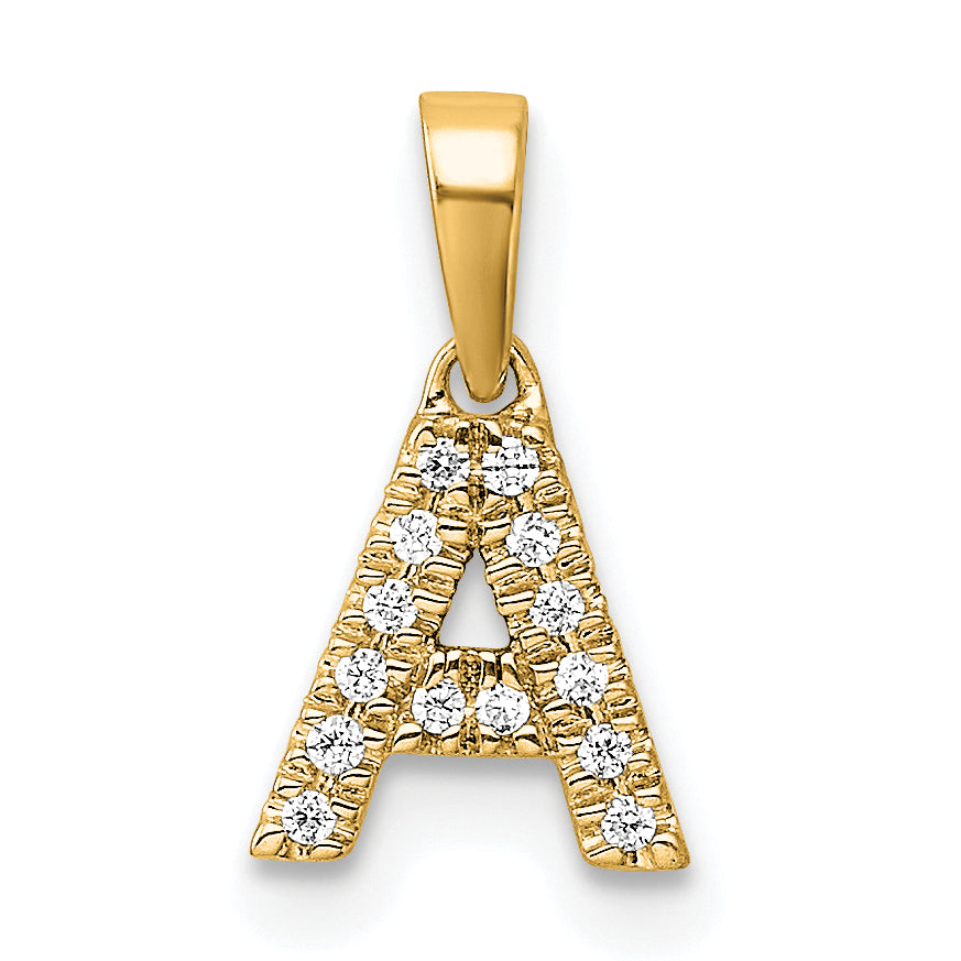 10K Yellow Gold 10K Diamond Letter A Initial With Bail Pendant