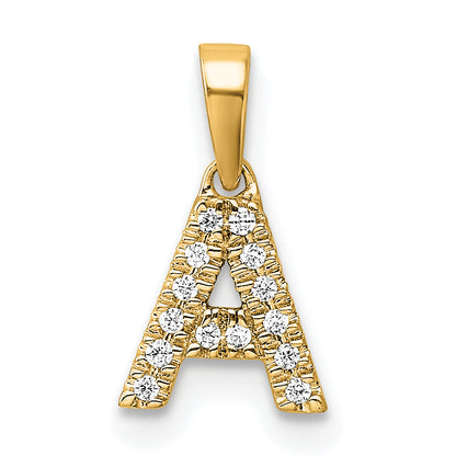 10K Yellow Gold 10K Diamond Letter A Initial With Bail Pendant