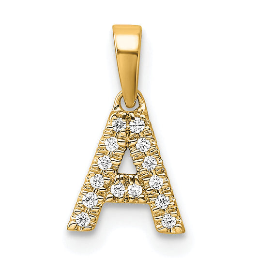 10K Yellow Gold 10K Diamond Letter A Initial With Bail Pendant