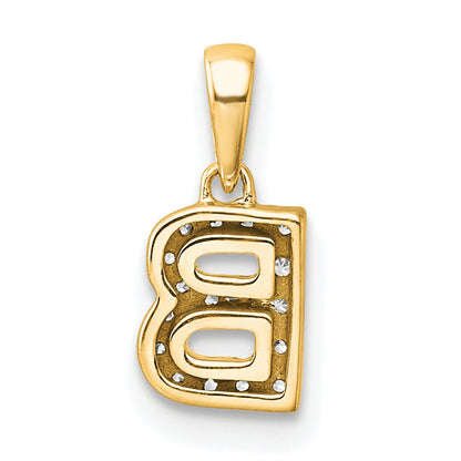 10K Yellow Gold 10K Diamond Letter B Initial With Bail Pendant