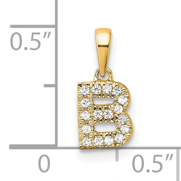 10K Yellow Gold 10K Diamond Letter B Initial With Bail Pendant
