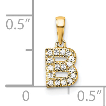 10K Yellow Gold 10K Diamond Letter B Initial With Bail Pendant