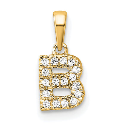 10K Yellow Gold 10K Diamond Letter B Initial With Bail Pendant