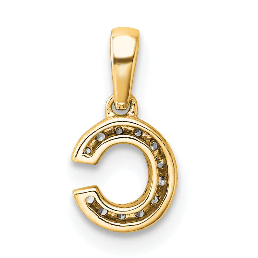 10K Yellow Gold 10K Diamond Letter C Initial With Bail Pendant