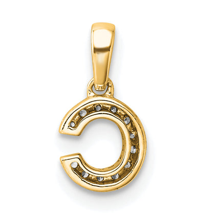 10K Yellow Gold 10K Diamond Letter C Initial With Bail Pendant