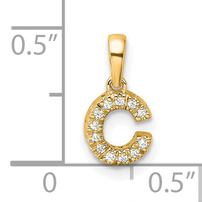 10K Yellow Gold 10K Diamond Letter C Initial With Bail Pendant