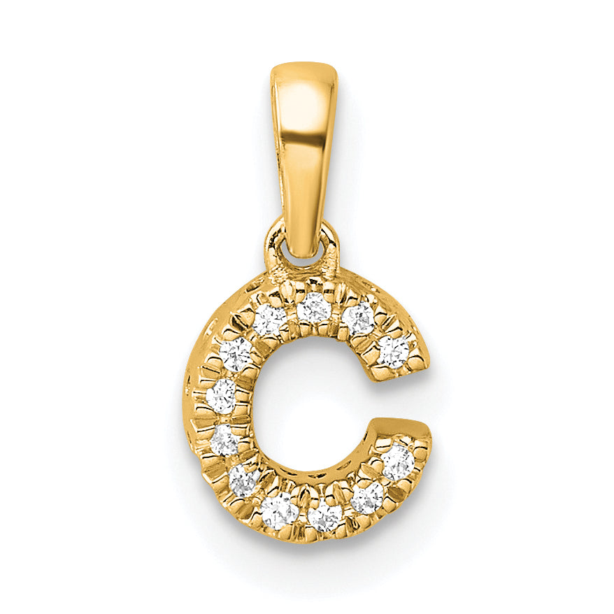 10K Yellow Gold 10K Diamond Letter C Initial With Bail Pendant