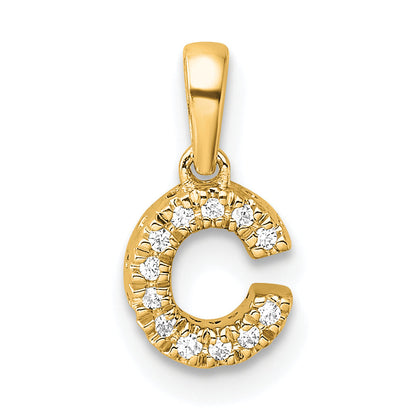10K Yellow Gold 10K Diamond Letter C Initial With Bail Pendant