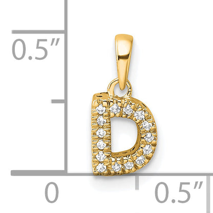 10K Yellow Gold 10K Diamond Letter D Initial With Bail Pendant