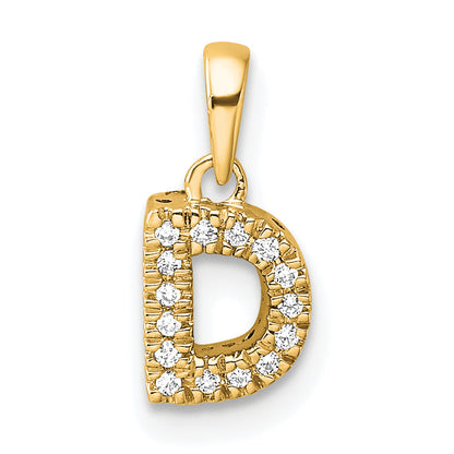 10K Yellow Gold 10K Diamond Letter D Initial With Bail Pendant