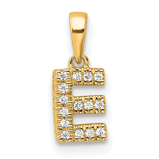 10K Yellow Gold 10K Diamond Letter E Initial With Bail Pendant