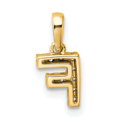 10K Yellow Gold 10K Diamond Letter F Initial With Bail Pendant