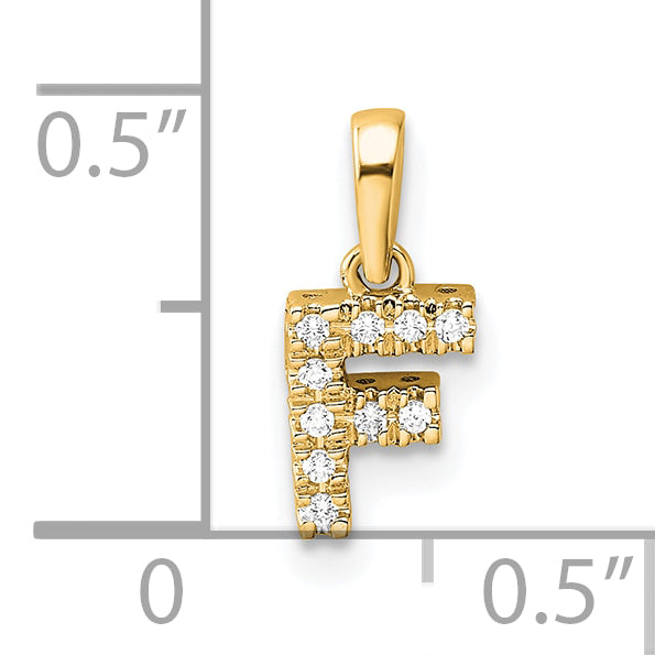 10K Yellow Gold 10K Diamond Letter F Initial With Bail Pendant