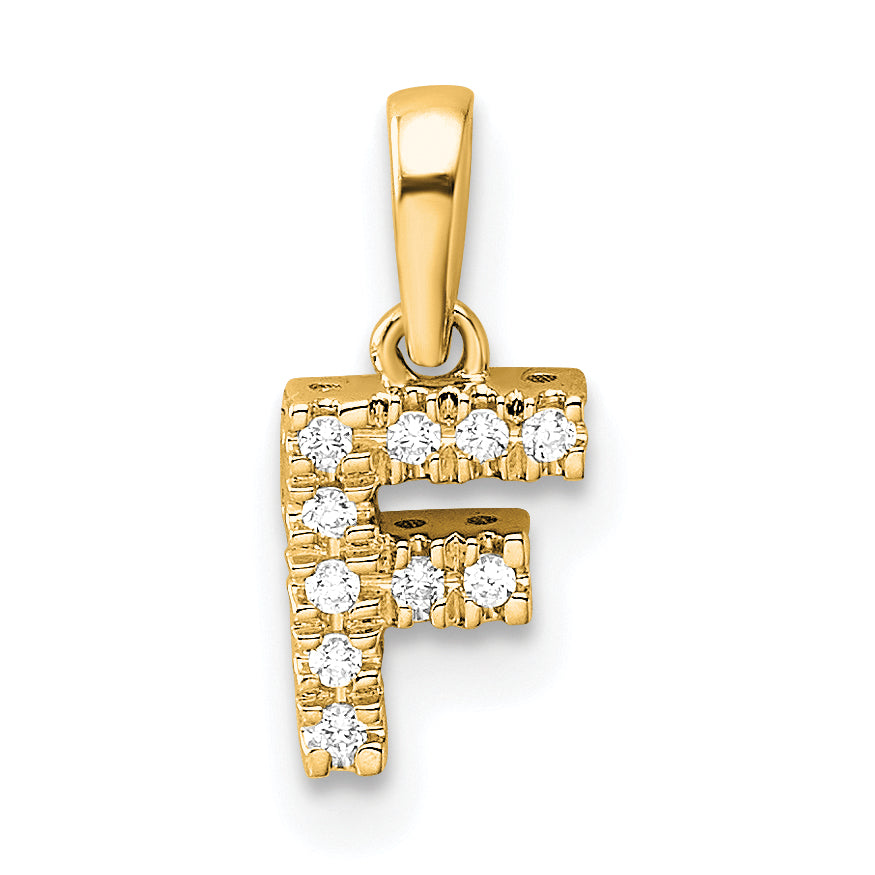 10K Yellow Gold 10K Diamond Letter F Initial With Bail Pendant