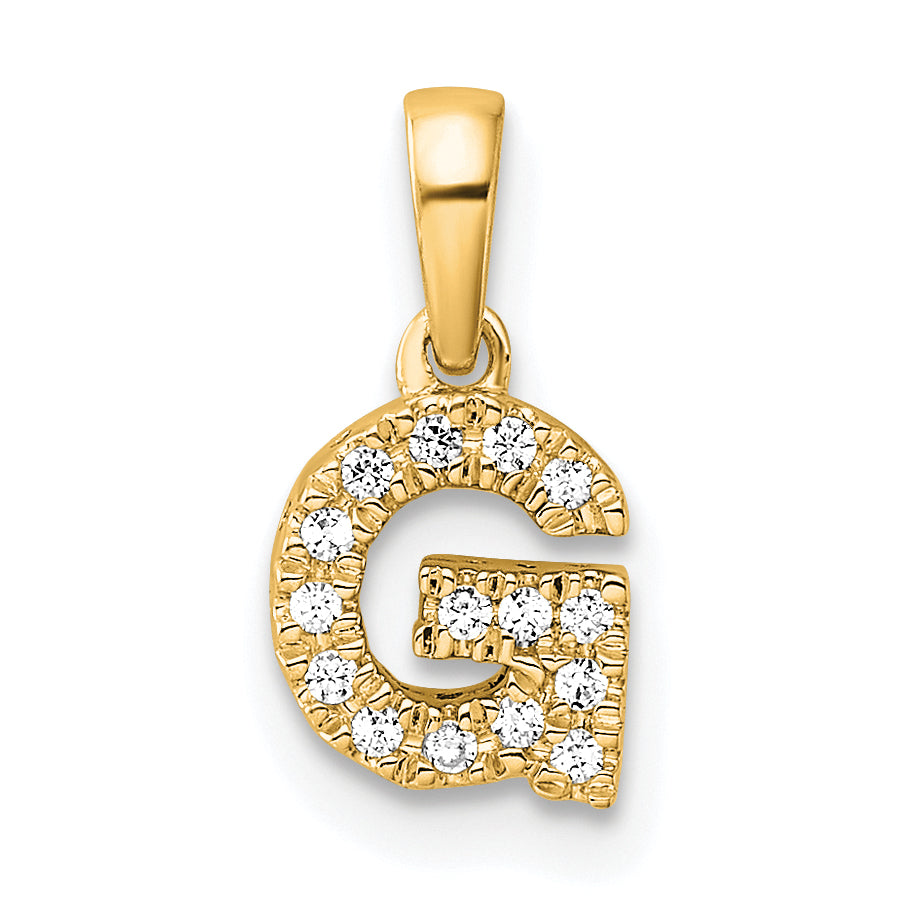 10K Yellow Gold 10K Diamond Letter G Initial With Bail Pendant