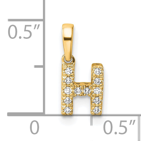 10K Yellow Gold 10K Diamond Letter H Initial With Bail Pendant