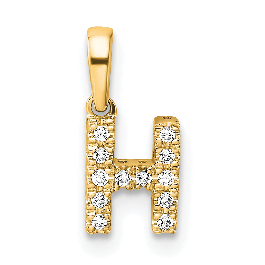 10K Yellow Gold 10K Diamond Letter H Initial With Bail Pendant