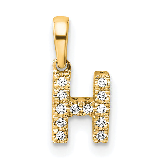 10K Yellow Gold 10K Diamond Letter H Initial With Bail Pendant