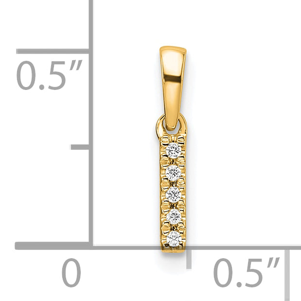 10K Yellow Gold 10K Diamond Letter I Initial With Bail Pendant