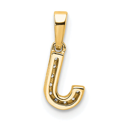 10K Yellow Gold 10K Diamond Letter J Initial With Bail Pendant