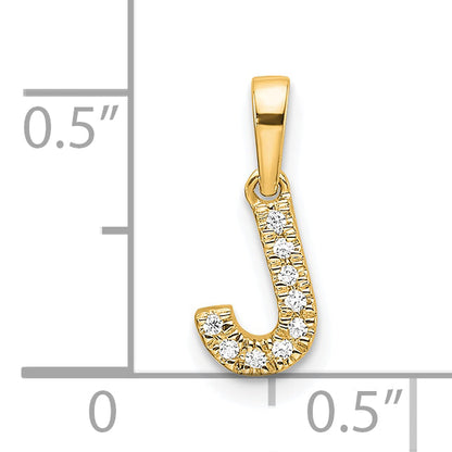 10K Yellow Gold 10K Diamond Letter J Initial With Bail Pendant