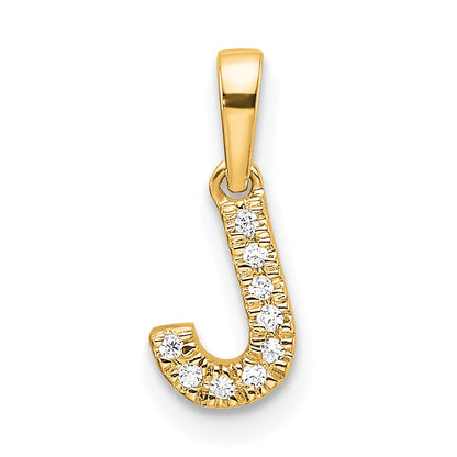 10K Yellow Gold 10K Diamond Letter J Initial With Bail Pendant
