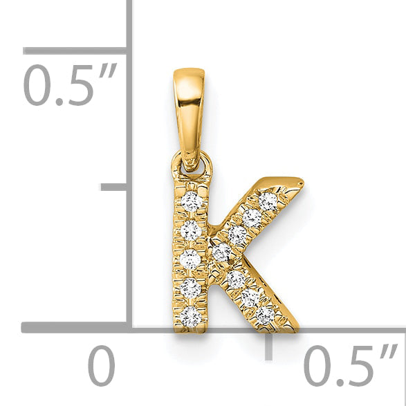 10K Yellow Gold 10K Diamond Letter K Initial With Bail Pendant