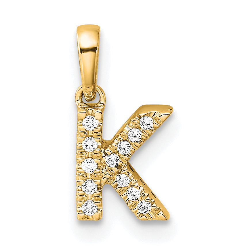 10K Yellow Gold 10K Diamond Letter K Initial With Bail Pendant