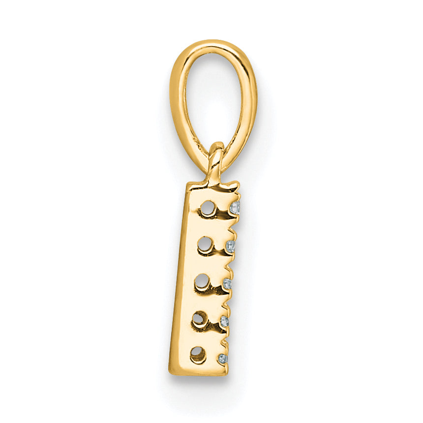 10K Yellow Gold 10K Diamond Letter L Initial With Bail Pendant