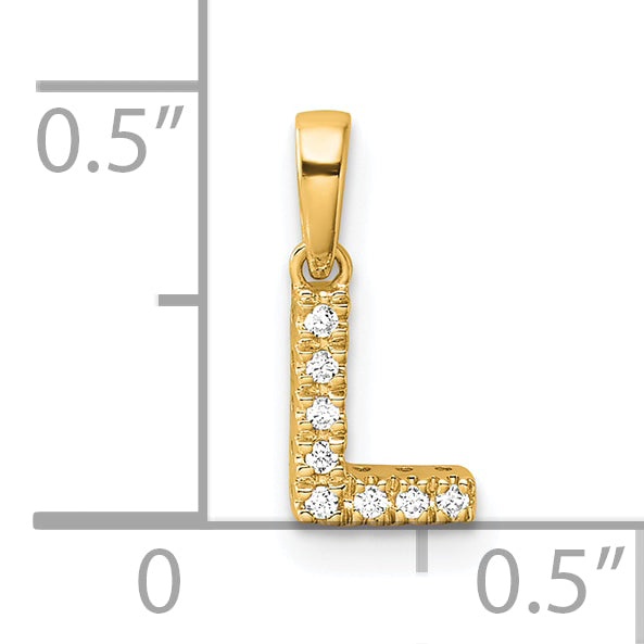10K Yellow Gold 10K Diamond Letter L Initial With Bail Pendant