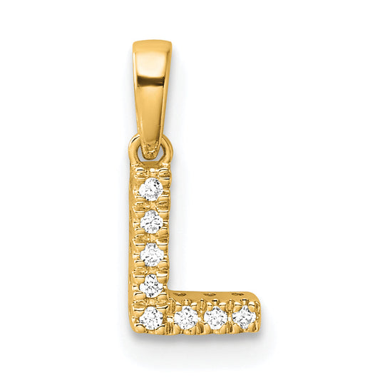 10K Yellow Gold 10K Diamond Letter L Initial With Bail Pendant