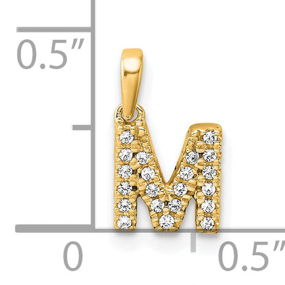 10K Yellow Gold 10K Diamond Letter M Initial With Bail Pendant