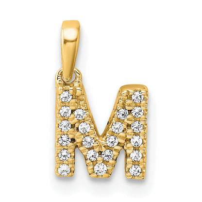10K Yellow Gold 10K Diamond Letter M Initial With Bail Pendant