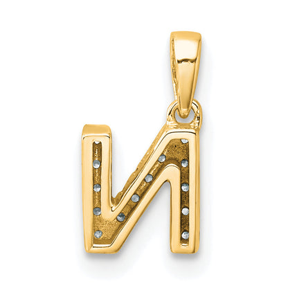 10K Yellow Gold 10K Diamond Letter N Initial With Bail Pendant