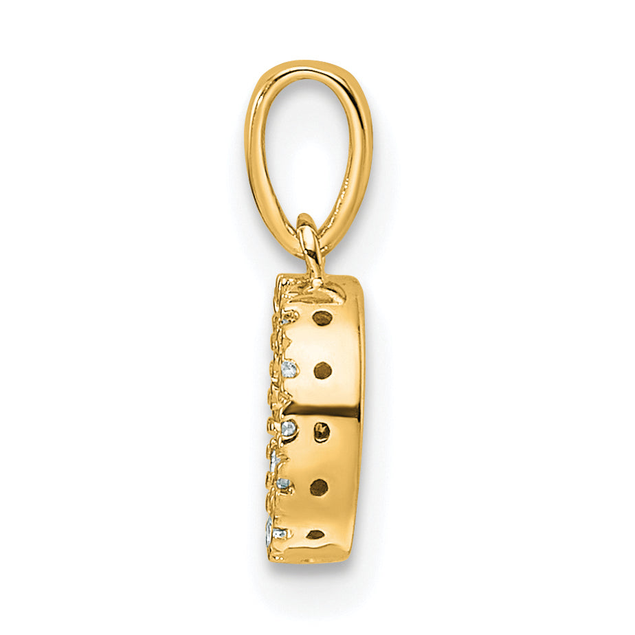 10K Yellow Gold 10K Diamond Letter O Initial With Bail Pendant