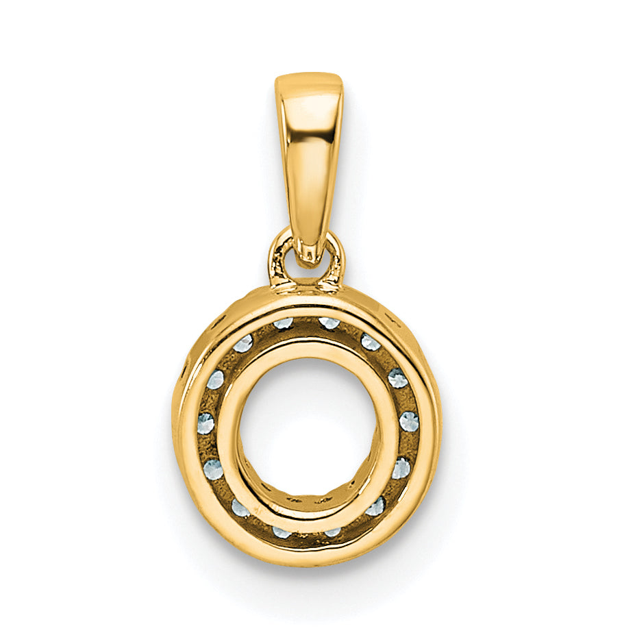 10K Yellow Gold 10K Diamond Letter O Initial With Bail Pendant
