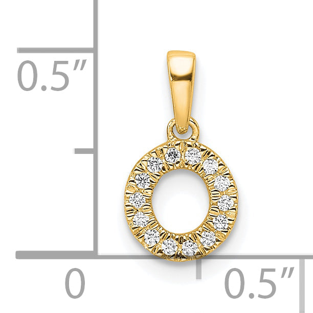 10K Yellow Gold 10K Diamond Letter O Initial With Bail Pendant